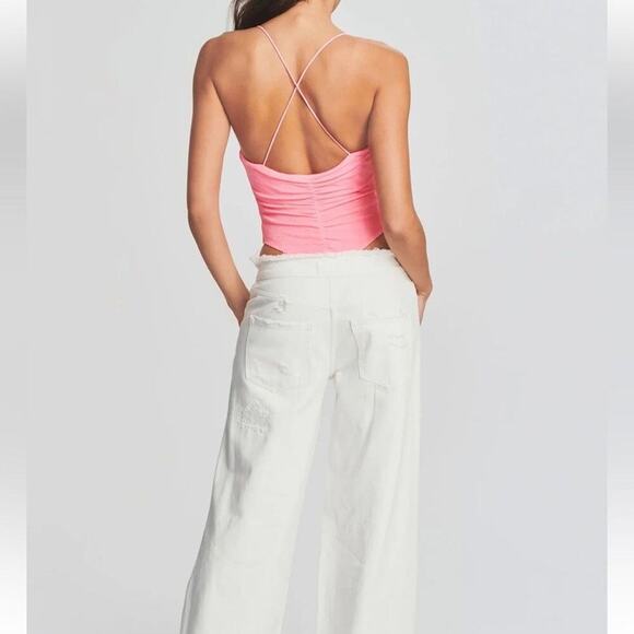 NWT SER.O.YA Ruched Hot Pink Bodysuit Size Medium MSRP $225 - Picture 5 of 11